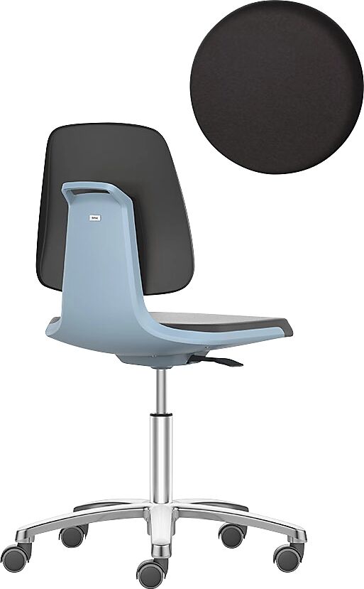 bimos Silla giratoria de trabajo LABSIT, cinco pies con ruedas, asiento de espuma de PU azul