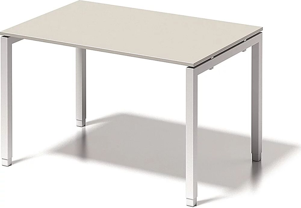 BISLEY Escritorio CITO, armazón en U, H x A x P 650 - 850 x 1200 x 800 mm, armazón blanco, tablero blanco grisáceo