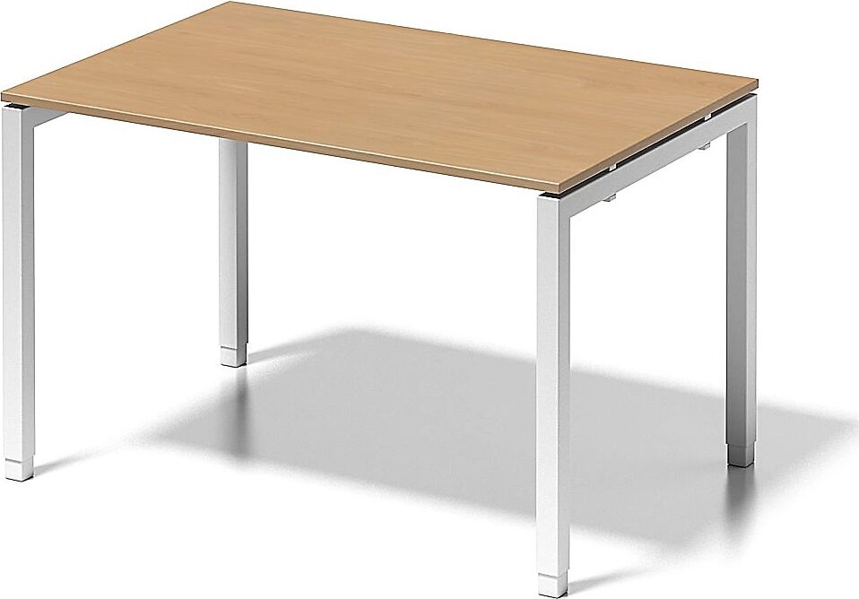 BISLEY Escritorio CITO, armazón en U, H x A x P 650 - 850 x 1200 x 800 mm, armazón blanco, tablero de haya