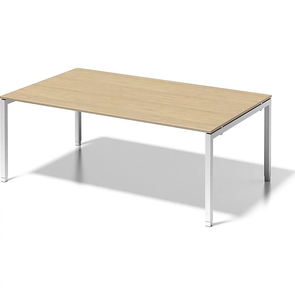 BISLEY Escritorio CITO, armazón en U, H x A x P 650 - 850 x 2000 x 1200 mm, armazón blanco, tablero de arce