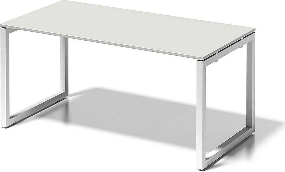 BISLEY Escritorio CITO, armazón en O, H x A x P 740 x 1600 x 800 mm, armazón blanco, tablero blanco grisáceo