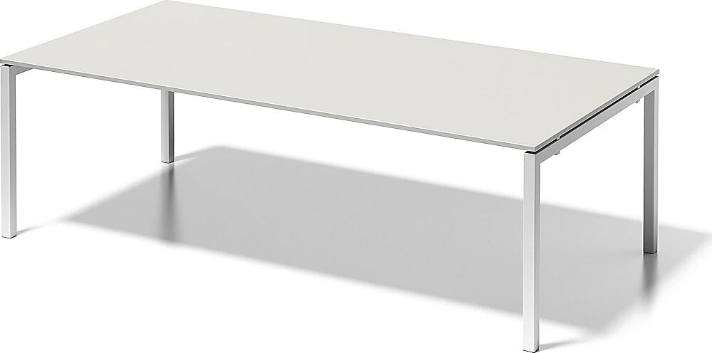 BISLEY Escritorio CITO, armazón en U, H x A x P 740 x 2400 x 1200 mm, armazón blanco, tablero blanco grisáceo