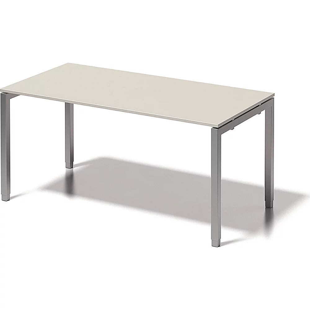 BISLEY Escritorio CITO, armazón en U, H x A x P 650 - 850 x 1600 x 800 mm, armazón plateado, tablero blanco grisáceo