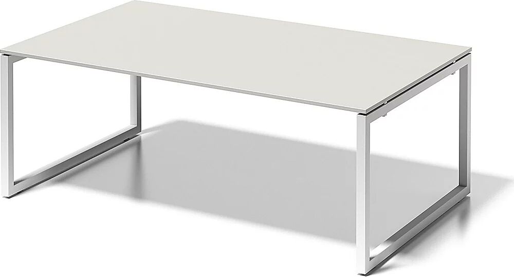 BISLEY Escritorio CITO, armazón en O, H x A x P 740 x 2000 x 1200 mm, armazón blanco, tablero blanco grisáceo