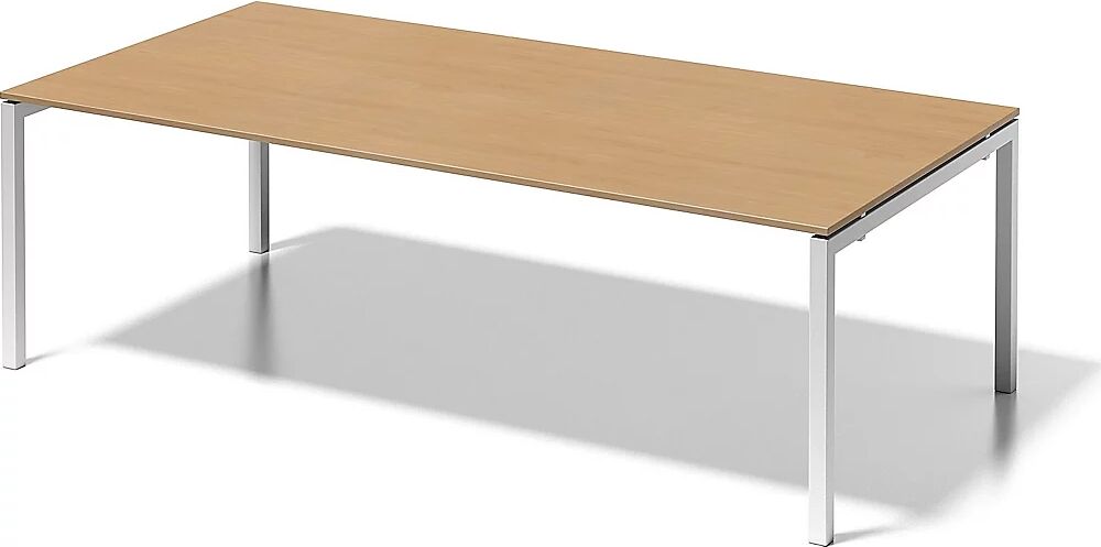 BISLEY Escritorio CITO, armazón en U, H x A x P 740 x 2400 x 1200 mm, armazón blanco, tablero de haya