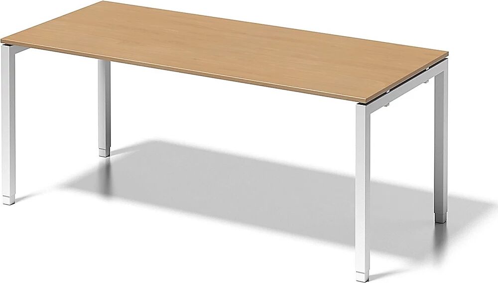 BISLEY Escritorio CITO, armazón en U, H x A x P 650 - 850 x 1800 x 800 mm, armazón blanco, tablero de haya