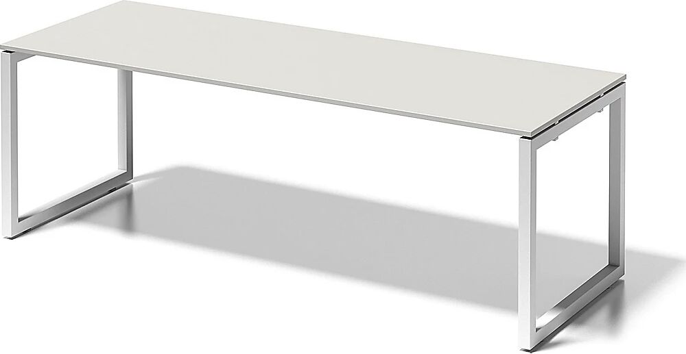 BISLEY Escritorio CITO, armazón en O, H x A x P 740 x 2200 x 800 mm, armazón blanco, tablero blanco grisáceo