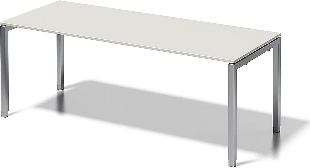 BISLEY Escritorio CITO, armazón en U, H x A x P 650 - 850 x 2000 x 800 mm, armazón plateado, tablero blanco grisáceo