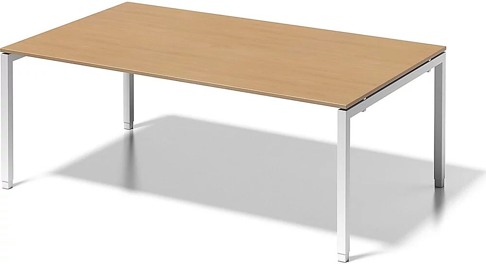 BISLEY Escritorio CITO, armazón en U, H x A x P 650 - 850 x 2000 x 1200 mm, armazón blanco, tablero de haya