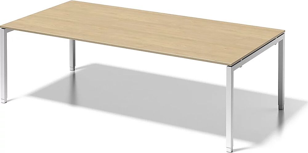 BISLEY Escritorio CITO, armazón en U, H x A x P 650 - 850 x 2400 x 1200 mm, armazón blanco, tablero de arce