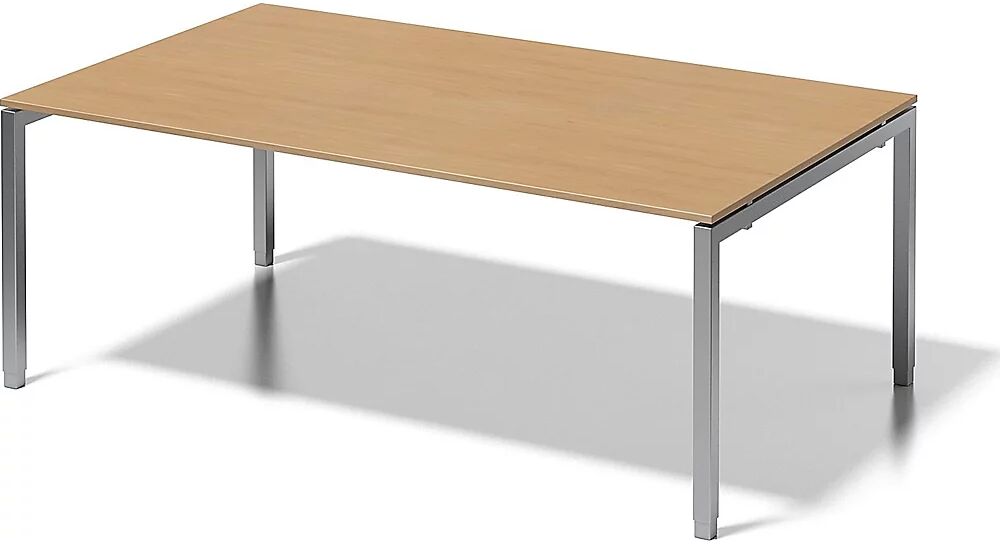 BISLEY Escritorio CITO, armazón en U, H x A x P 650 - 850 x 2000 x 1200 mm, armazón plateado, tablero de haya