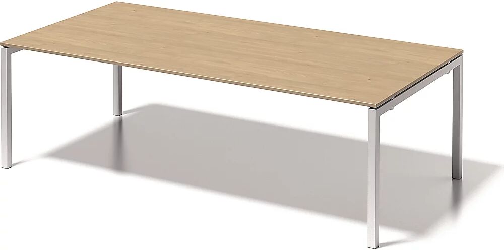 BISLEY Escritorio CITO, armazón en U, H x A x P 740 x 2400 x 1200 mm, armazón blanco, tablero de arce