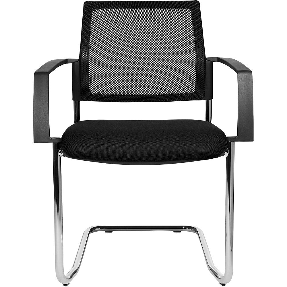 Topstar Silla apilable de malla, silla oscilante, UE 2 unid., asiento negro, armazón cromado