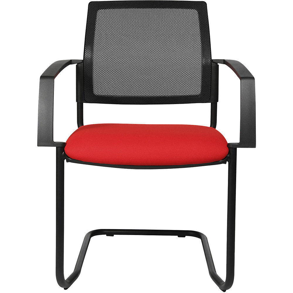 Topstar Silla apilable de malla, silla oscilante, UE 2 unid., asiento rojo, armazón negro