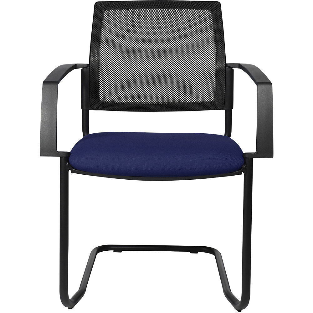 Topstar Silla apilable de malla, silla oscilante, UE 2 unid., asiento azul, armazón negro