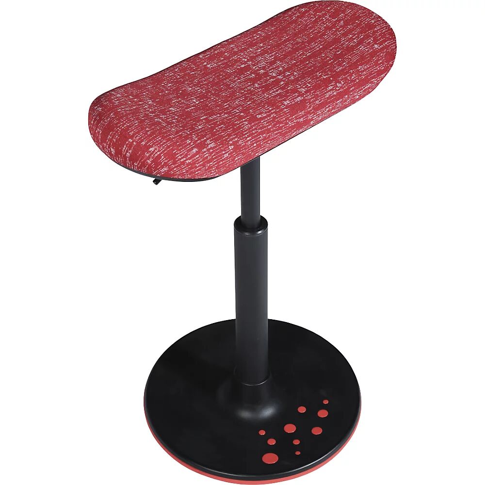 Topstar Taburete SITNESS H, modelo H2, con asiento tipo monopatín, tapizado rojo estampado, suela roja