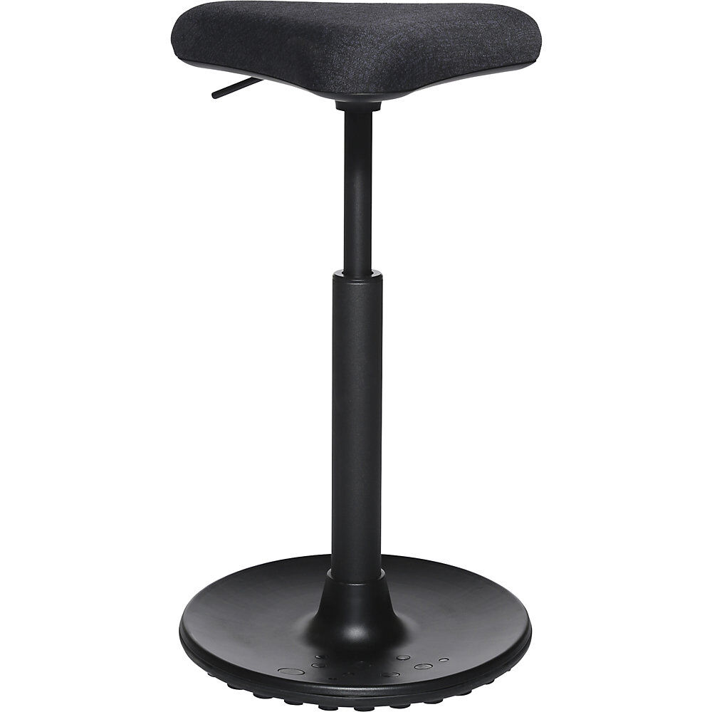 Topstar Taburete SITNESS H, modelo H1, con asiento triangular, tapizado negro estampado, suela negra