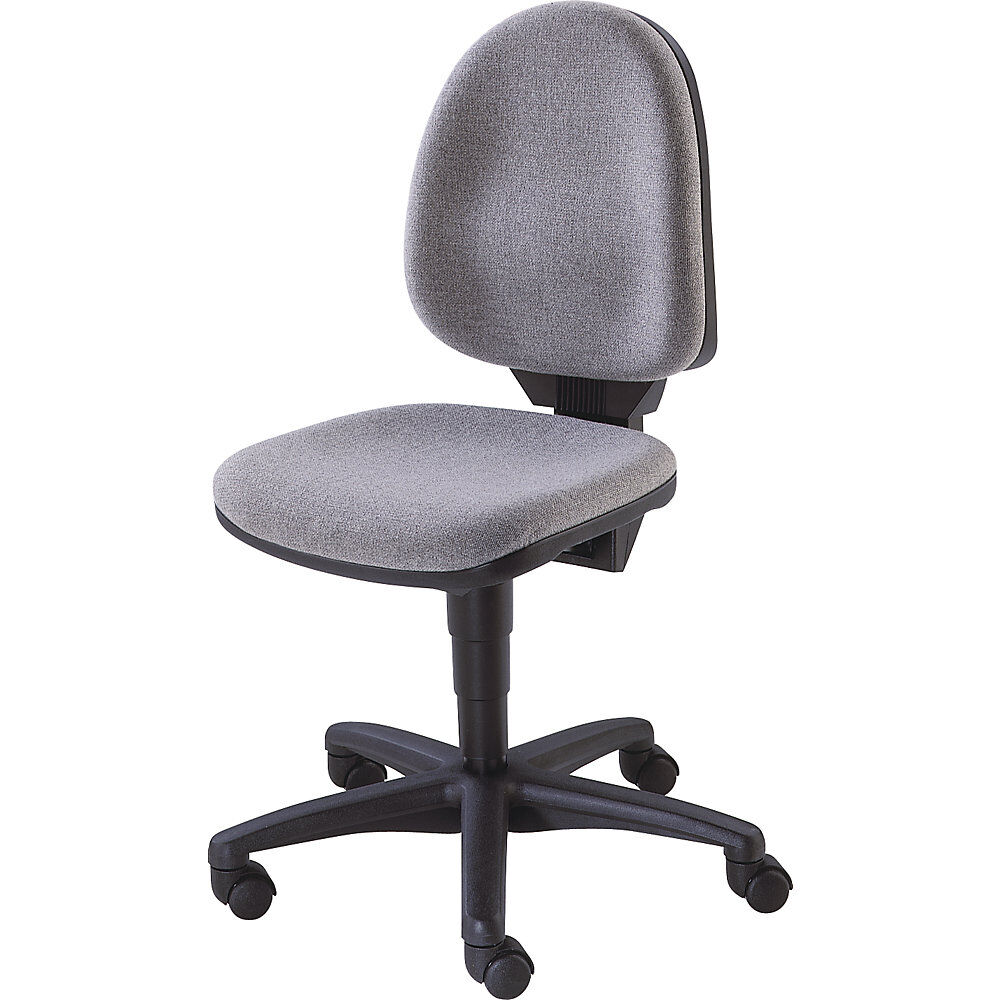 Topstar Silla giratoria estándar, sin reposabrazos, respaldo 450 mm, tela gris, armazón negro