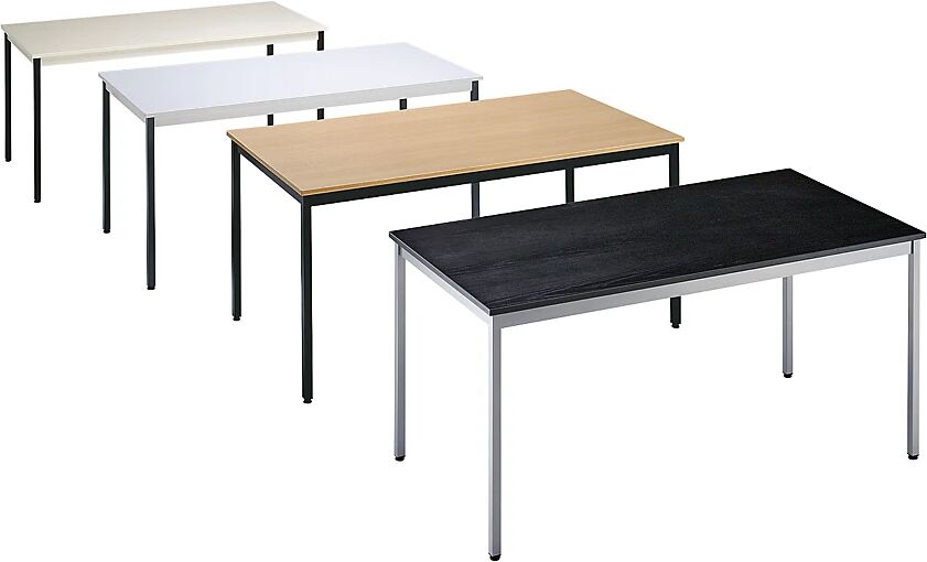 eurokraft basic Mesa multiuso, rectangular, A x H 1400 x 740 mm, profundidad 700 mm, tablero en decoración de haya, armazón negro