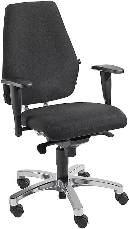 Topstar Silla giratoria ergonómica, mecanismo sincrónico por puntos, asiento plano con borde redondeado para las rodillas y asiento articulado Body Balance Tec®, en negro