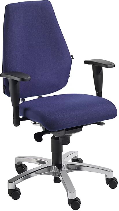 Topstar Silla giratoria ergonómica, mecanismo sincrónico por puntos, asiento plano con borde redondeado para las rodillas y asiento articulado Body Balance Tec®, en azul