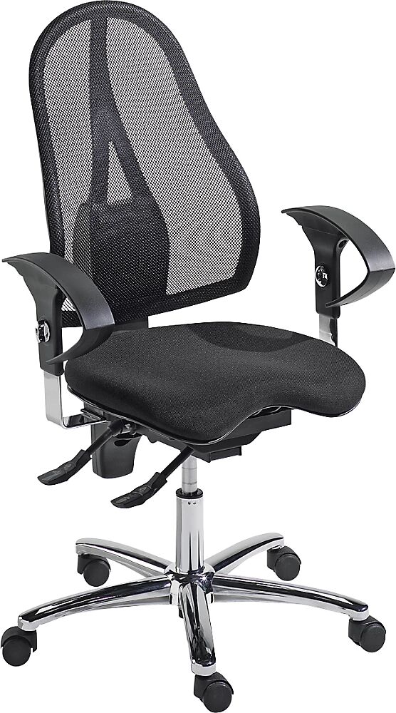 Topstar Silla giratoria ergonómica SITNESS 15, con Body Balance Tec®, respaldo reticulado, en negro