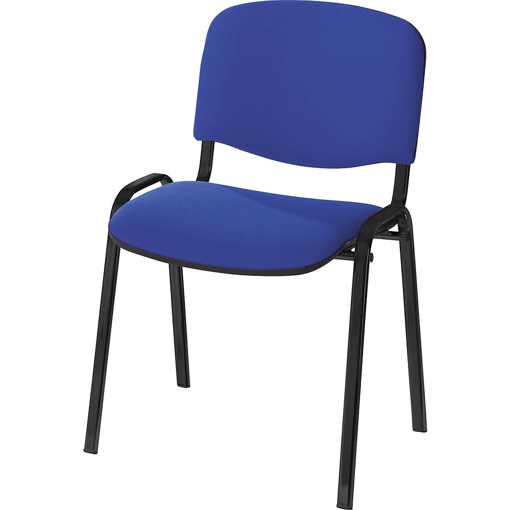 kaiserkraft Silla para visitas, apilable, respaldo acolchado, armazón negro, acolchado azul, UE 2 unid.