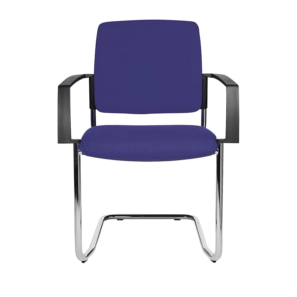 Topstar Silla acolchada apilable, silla oscilante, UE 2 unid., armazón cromado, acolchado azul