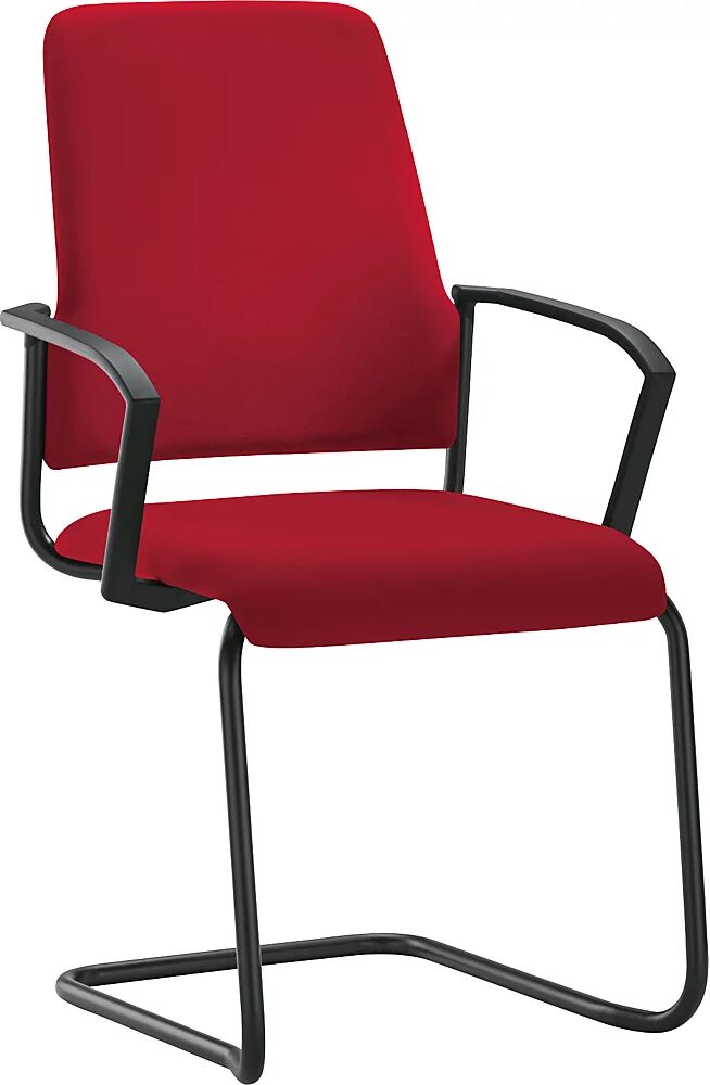 interstuhl Silla para visitas GOAL, oscilante, UE 2 unid., armazón negro, rojo vivo