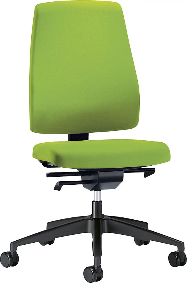 interstuhl Silla giratoria de oficina GOAL, altura del respaldo 530 mm, armazón negro, con ruedas duras, verde amarillento, profundidad del asiento 410 - 460 mm