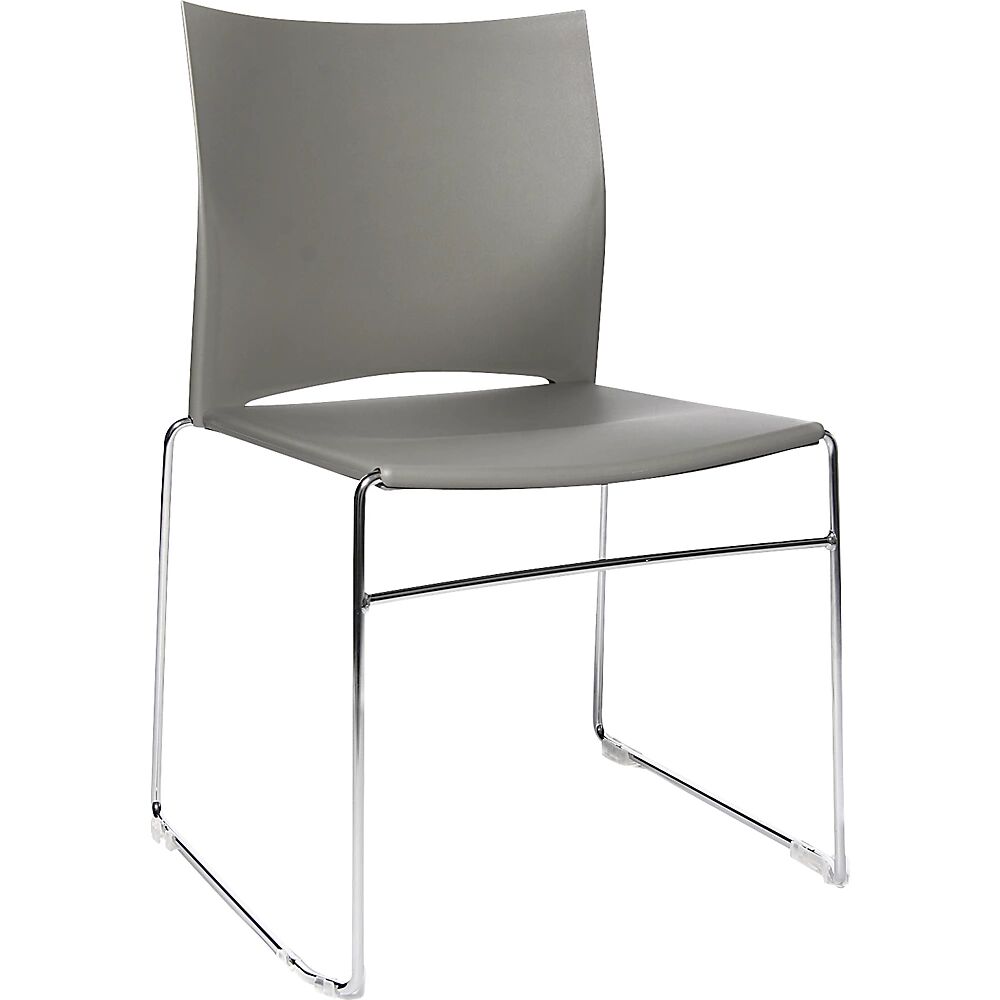 Topstar Silla apilable con listones de deslizamiento, armazón cromado, UE 4 unid., gris