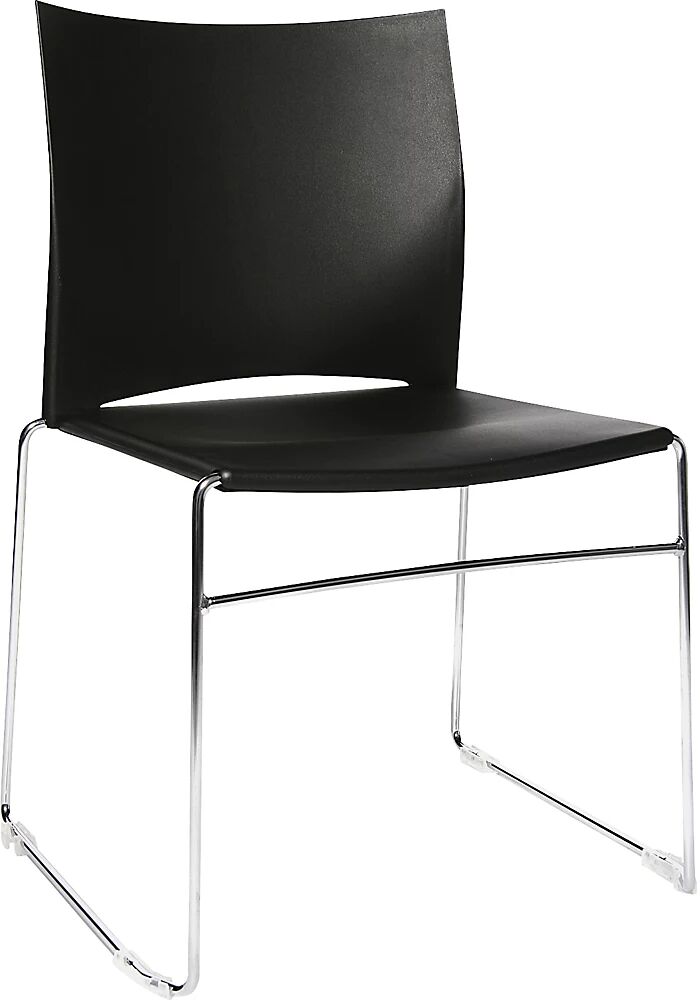 Topstar Silla apilable con listones de deslizamiento, armazón cromado, UE 4 unid., negro