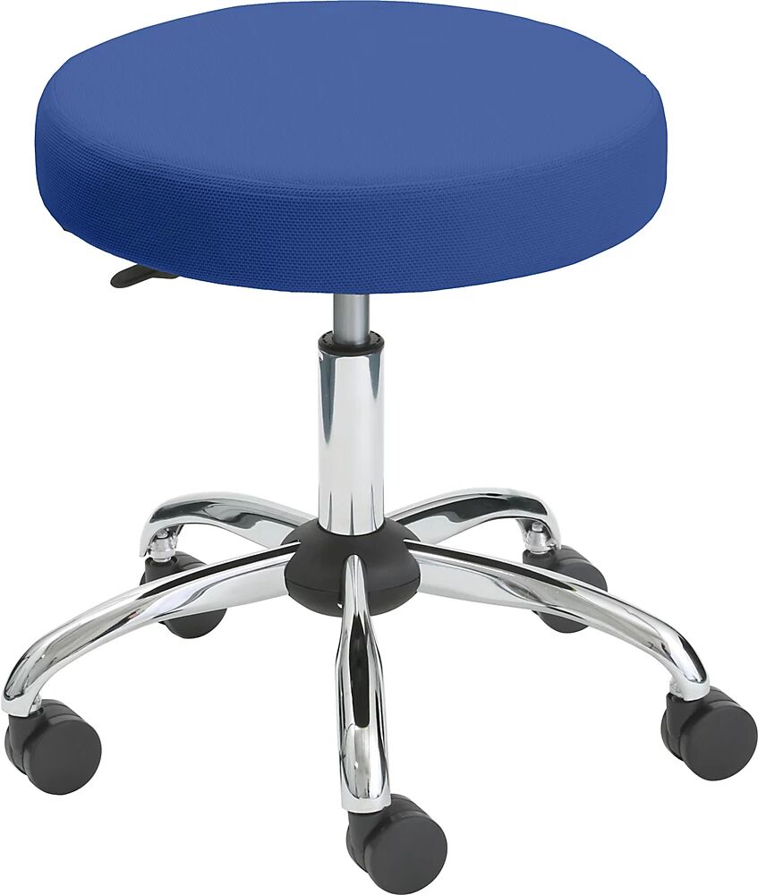 eurokraft basic Taburete LARS, Ø del asiento 460 mm, tapizado azul