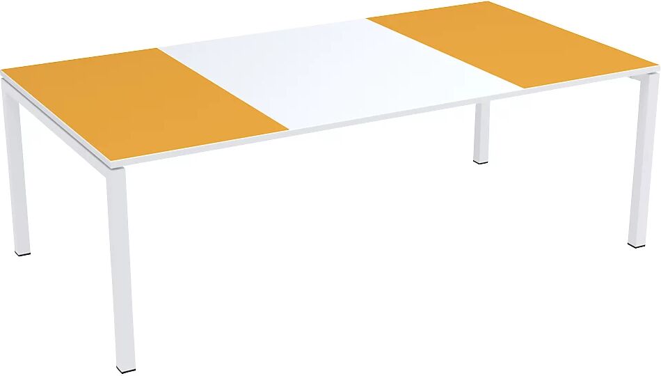 Paperflow Mesa de reuniones easyDesk®, H x A x P 750 x 2200 x 1140 mm, blanco y naranja