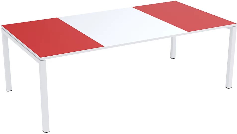 Paperflow Mesa de reuniones easyDesk®, H x A x P 750 x 2200 x 1140 mm, blanco y rojo