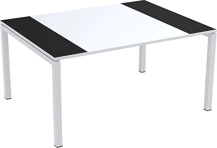 Paperflow Mesa de reuniones easyDesk®, H x A x P 750 x 1500 x 1160 mm, blanco y negro