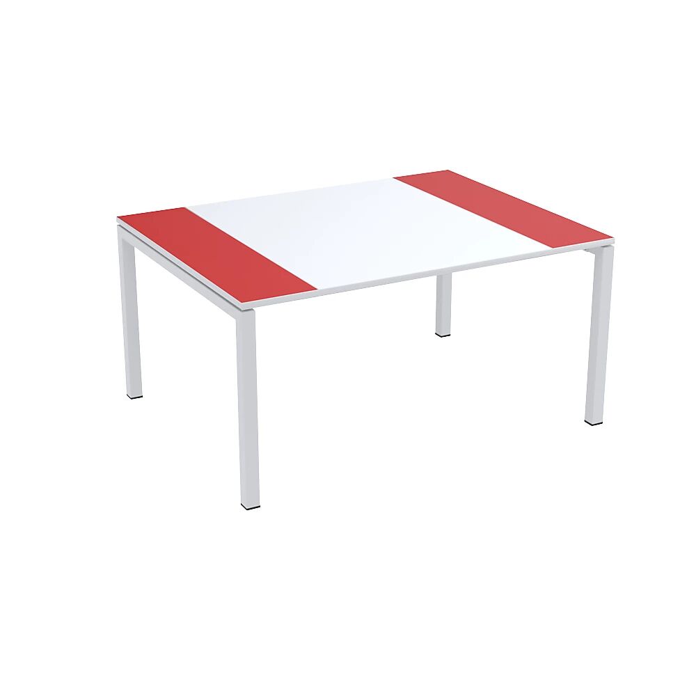 Paperflow Mesa de reuniones easyDesk®, H x A x P 750 x 1500 x 1160 mm, blanco y rojo