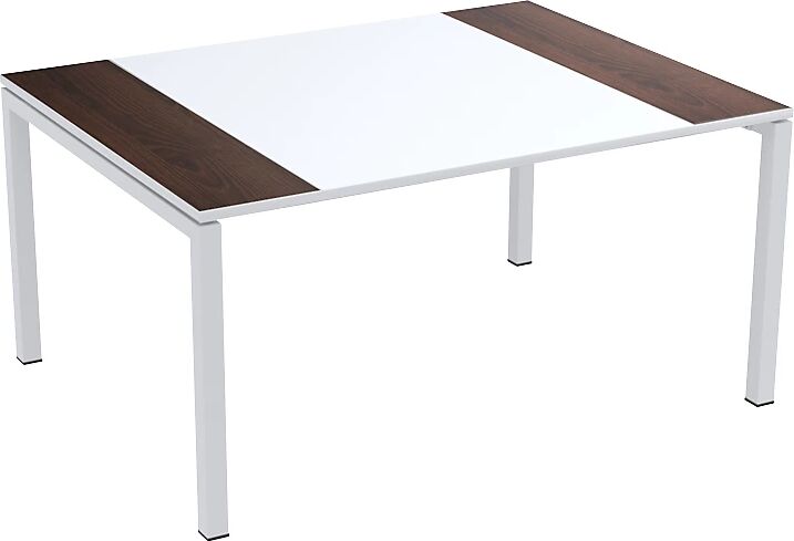 Paperflow Mesa de reuniones easyDesk®, H x A x P 750 x 1500 x 1160 mm, blanco y decoración de wengué