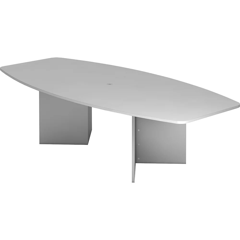kaiserkraft Mesa de reuniones, modelo con armazón de paneles, para 10 personas, gris luminoso