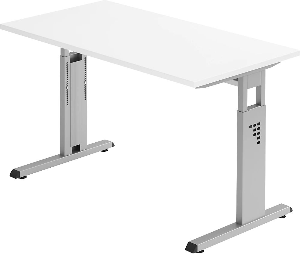 kaiserkraft Escritorio Mini-Office C, armazón de pata en C en aluminio blanco, anchura 1200 mm, blanco