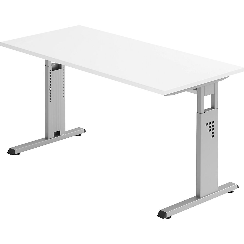 kaiserkraft Escritorio Mini-Office C, armazón de pata en C en aluminio blanco, anchura 1400 mm, blanco