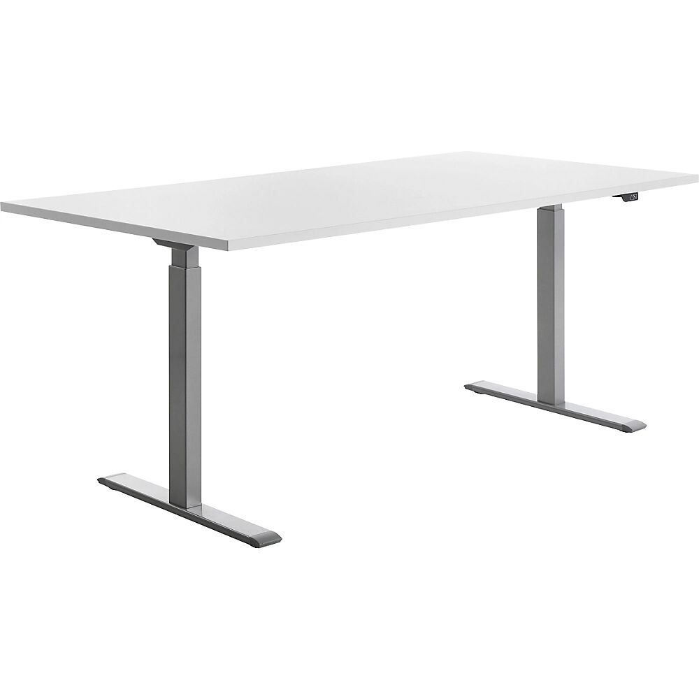 Topstar Escritorio de altura regulable eléctricamente, recto, A x P 1800 x 800 mm, blanco/gris