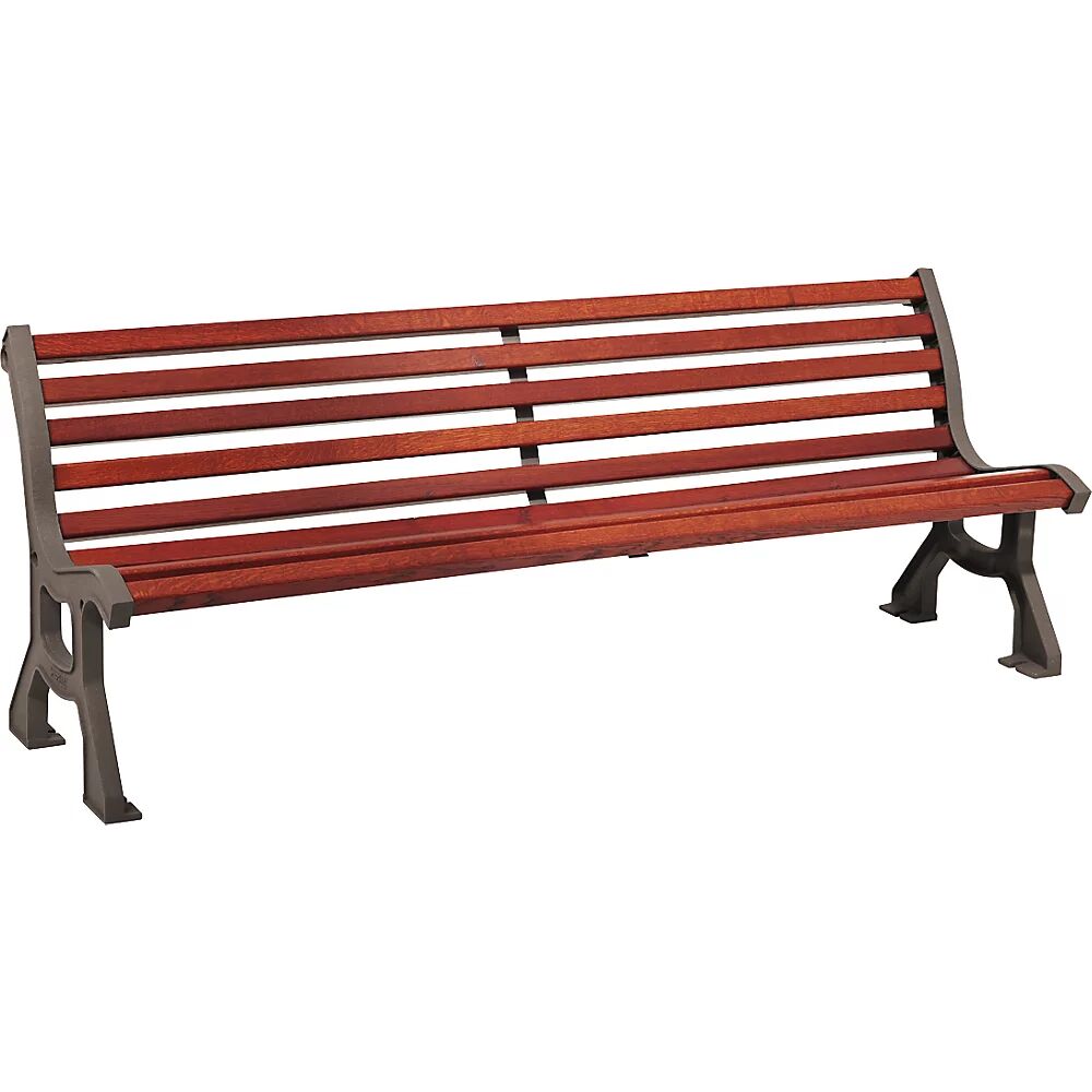 PROCITY Banco de madera LUBLIN, profundidad de asiento 385 mm, metálico, caoba