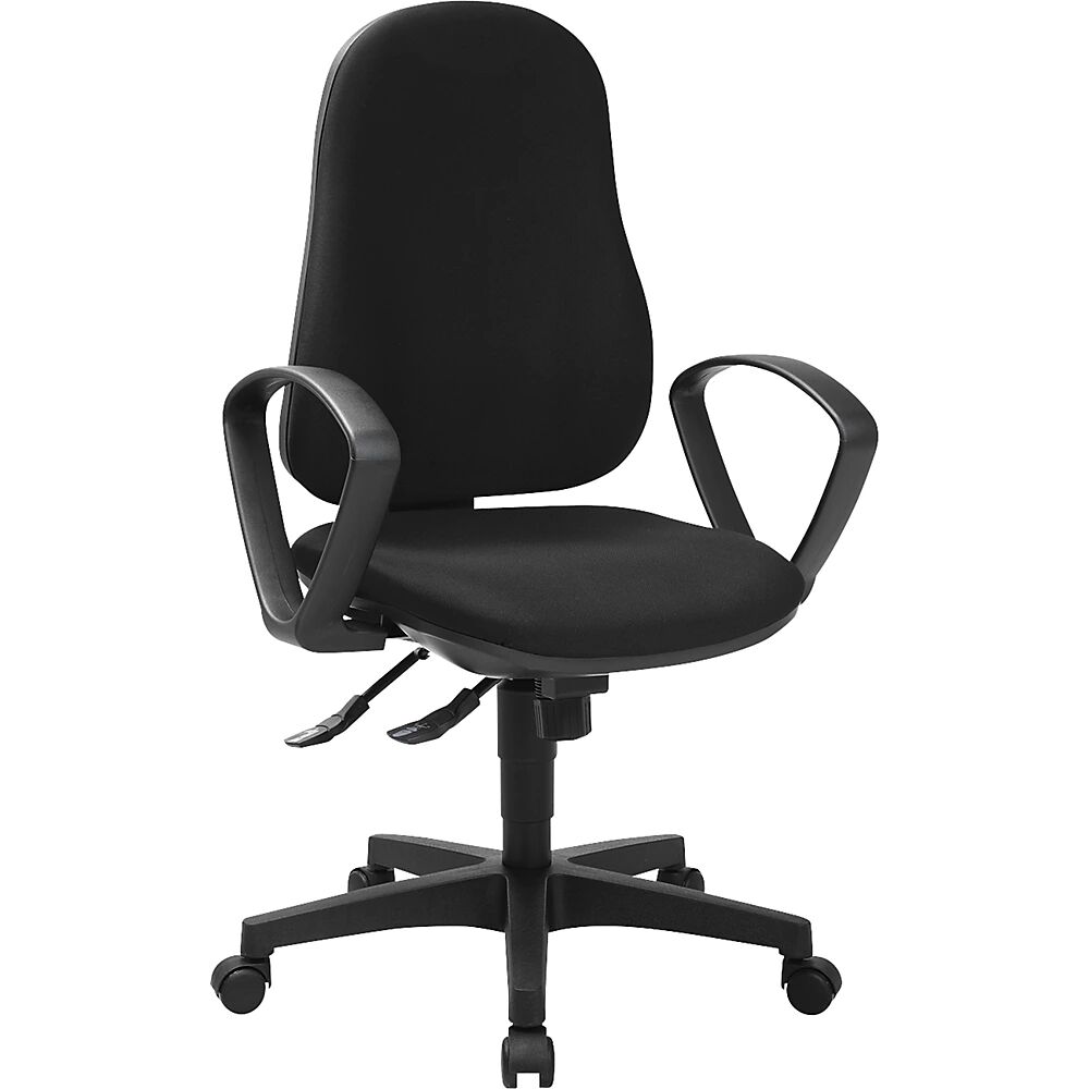 Topstar Silla giratoria ergonómica SUPPORT SY, con reposabrazos, mecanismo de sincronización, negra