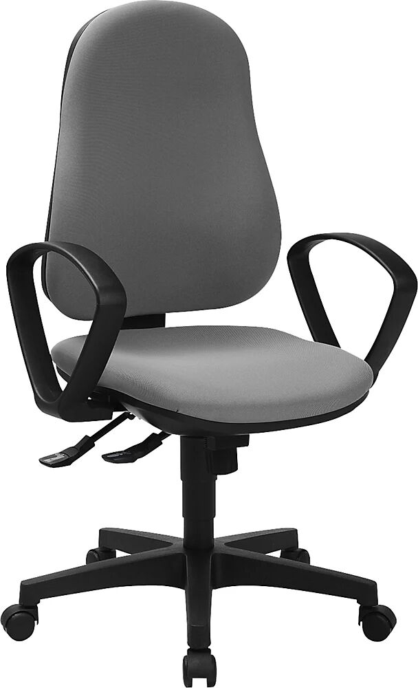 Topstar Silla giratoria ergonómica SUPPORT SY, con reposabrazos, mecanismo de sincronización, gris claro