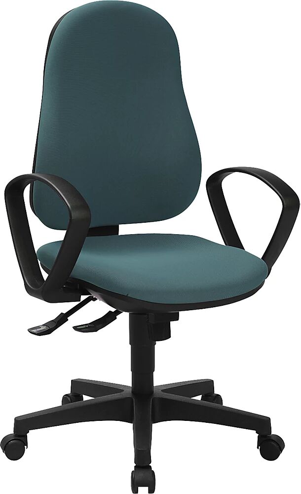 Topstar Silla giratoria ergonómica SUPPORT SY, con reposabrazos, mecanismo de sincronización, petróleo clara