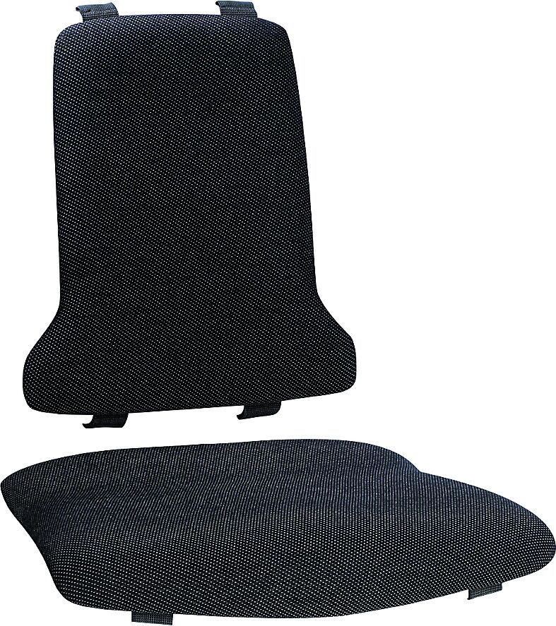 bimos Acolchado, modelo estándar, 1 acolchado para el asiento y 1 para el respaldo, acolchado de tela, negro