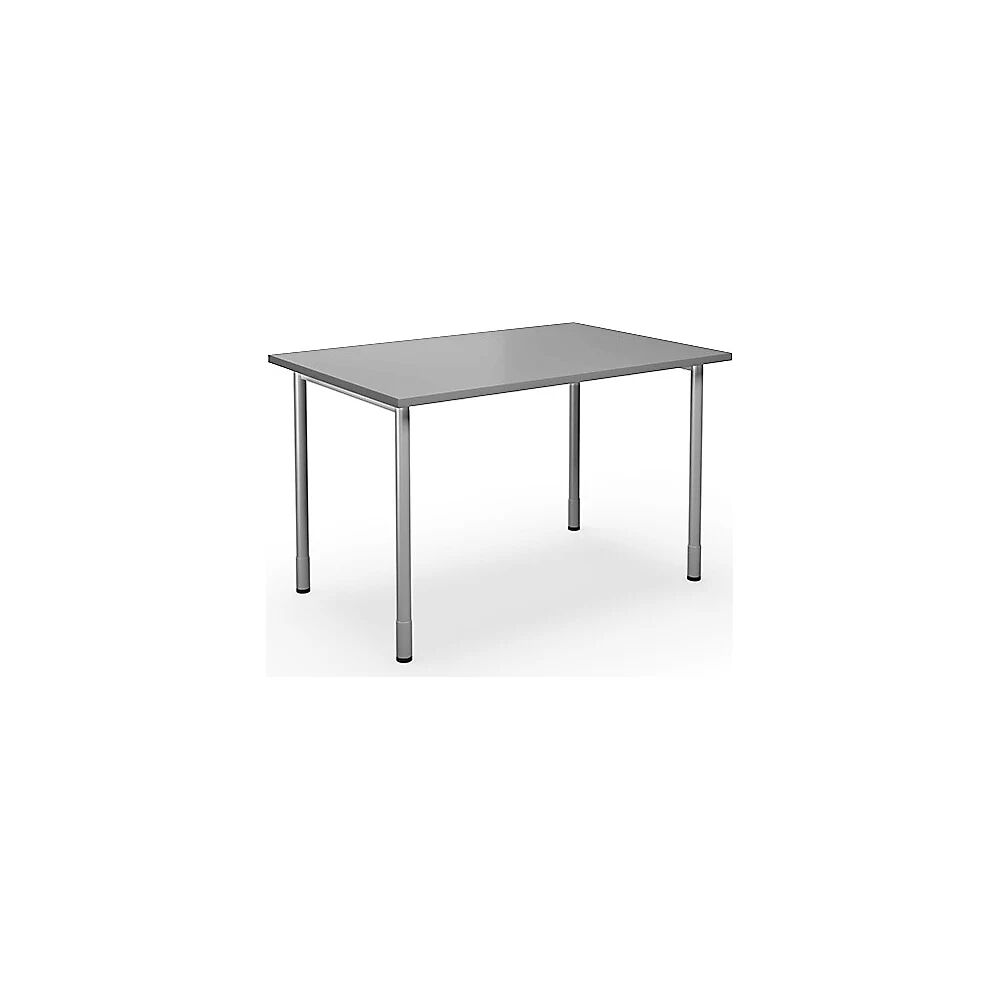 kaiserkraft Mesa multiusos DUO-C, tablero recto, A x P 1200 x 800 mm, gris luminoso, plateado