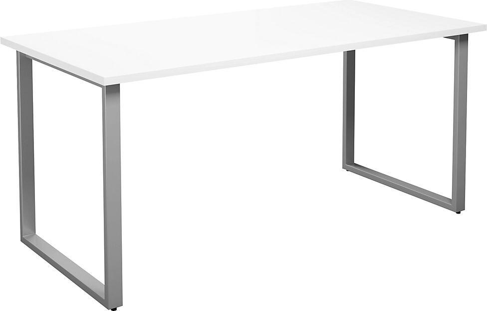 kaiserkraft Mesa multiusos DUO-O, tablero recto, A x P 1600 x 800 mm, blanco, plateado