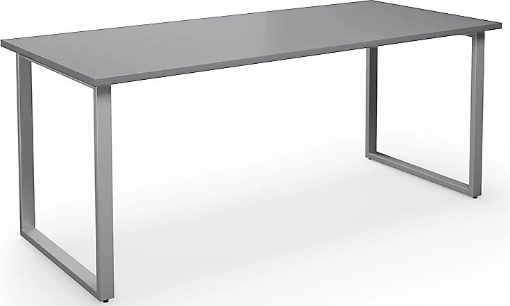 kaiserkraft Mesa multiusos DUO-O, tablero recto, A x P 1800 x 800 mm, gris luminoso, plateado